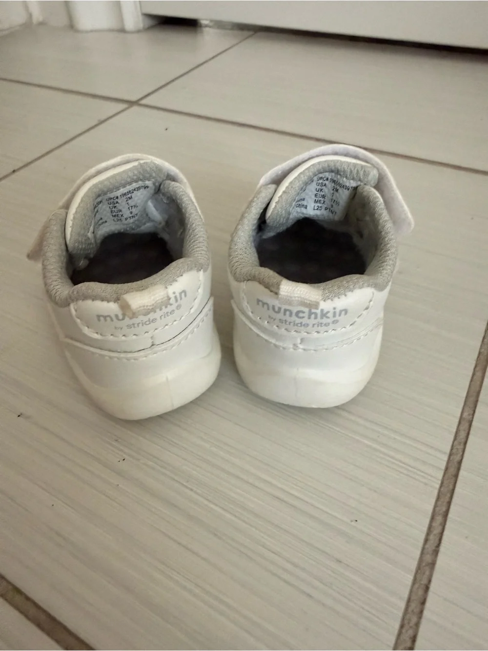 Stride Rite White Baby Walker Sneakers with Hook-and-Loop Strap